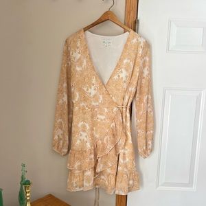 Francesca’s Jun & Ivy Floral Wrap Ruffle Dress